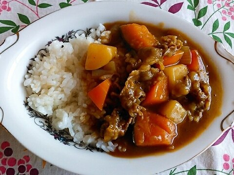 南瓜と牛薄切り肉のカレー